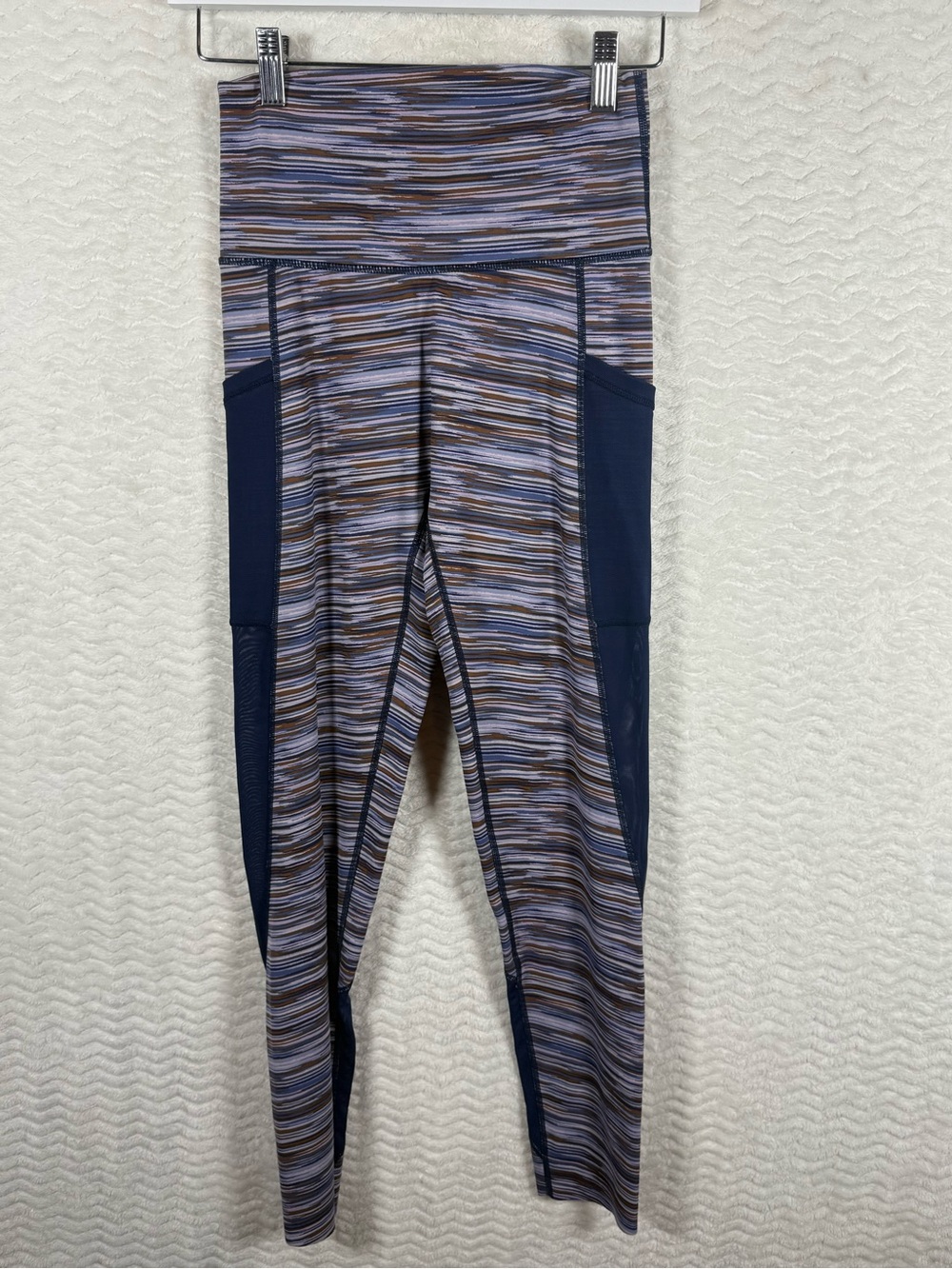 aerie Striped Workout Leggings in Blue and Brown